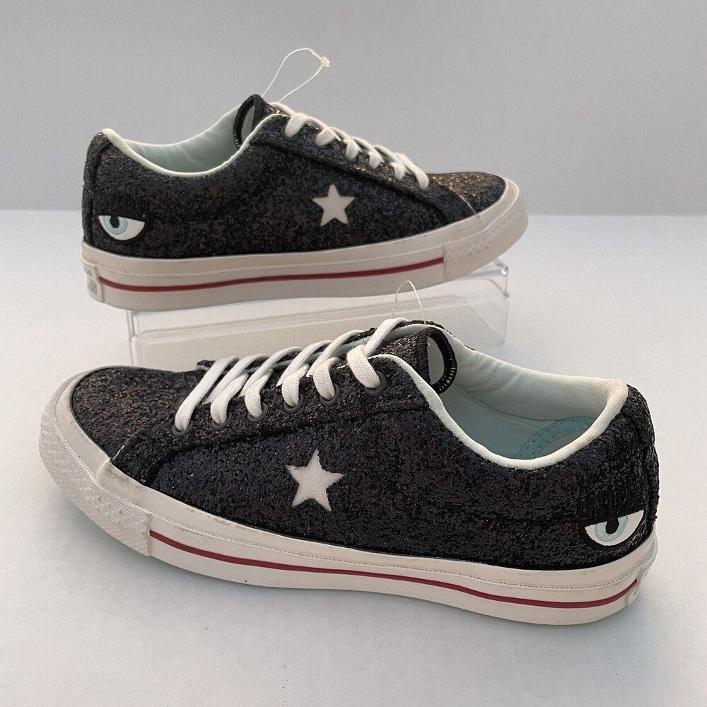 Chiara Ferragni X Converse Chuck Taylor Low Top Sneakers US 6 Black Glitter
